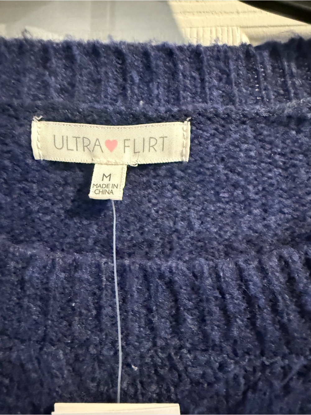 Ultra Flirt Navy Cable Crewneck Sweater New, size Med - Picture 4 of 6